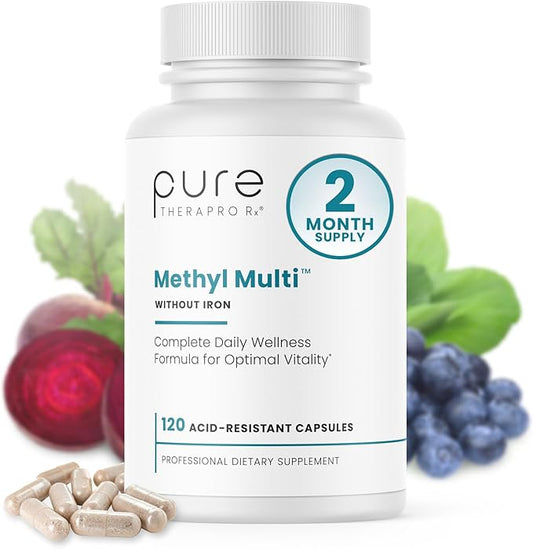 Methyl Multi Without Iron Methylated Multivitamin for Men & Women, 60-Day Supply | Methyl B12 & Methylfolate (5-MTHF) for MTHFR Support | Pharma Grade Multivitamin & Multimineral for Health, 120 Caps