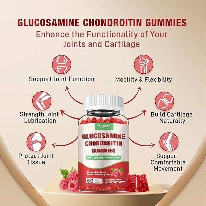 2 Pack Enhanced 3000mg Glucosamine Chondroitin Gummies with MSM for Adults - Extra-Strength Joint Health & Flexibility, Antioxidant & Immune Support Supplement, 120 Count