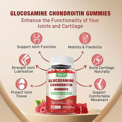 2 Pack Enhanced 3000mg Glucosamine Chondroitin Gummies with MSM for Adults - Extra-Strength Joint Health & Flexibility, Antioxidant & Immune Support Supplement, 120 Count