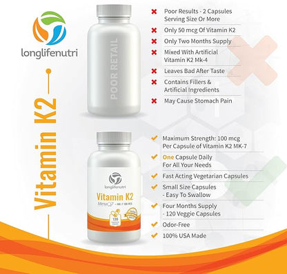 Vitamin K2 MK-7 100mcg – 120 4-Month Supply,