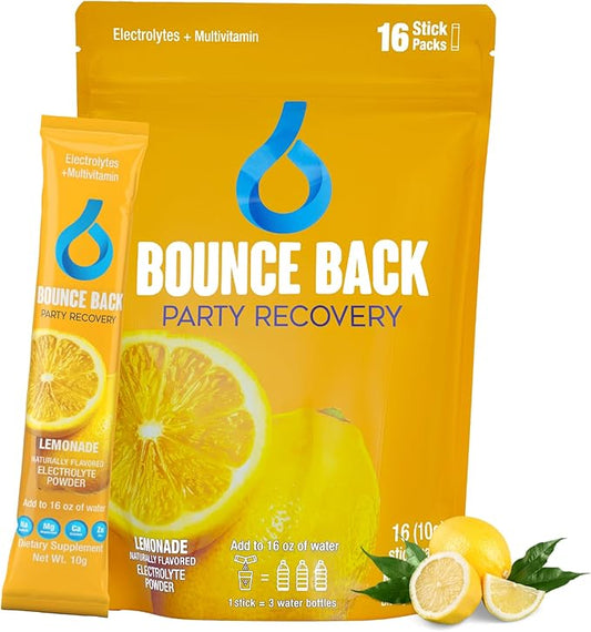 Pre and Post Drinking Liver Support for Morning Recovery | Electrolyte + Vitamins and Mineral Hydration Packs | Perfect After a Night Out | Vacation and Travel Essential (16 Pack, Lemonade)
