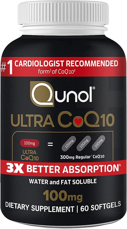 Qunol Ultra CoQ10 100mg Softgels- 3x Q10 Supplements 2 Month 60 Count