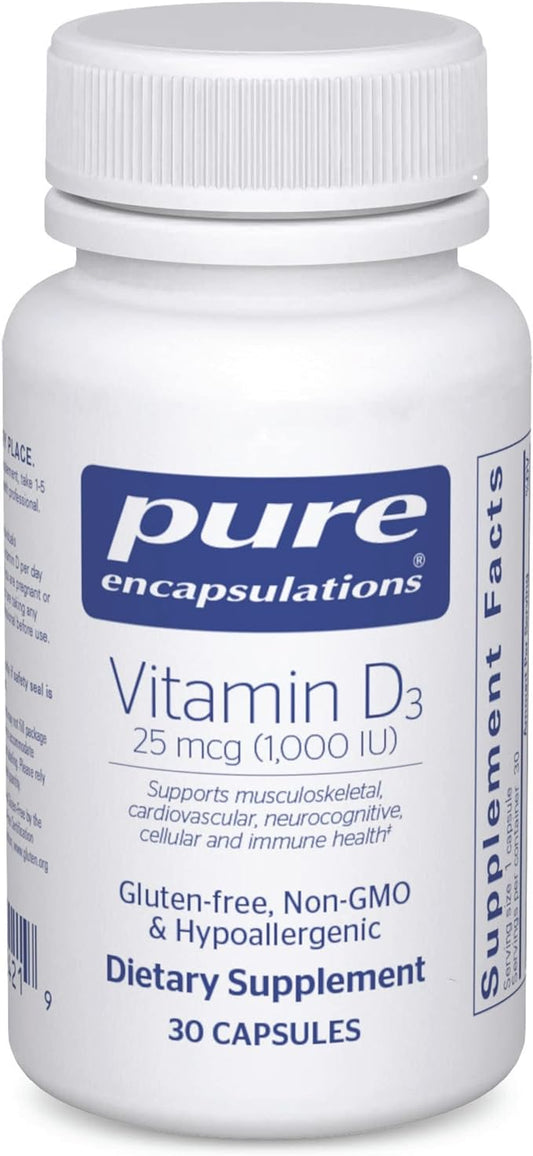 Pure Encapsulations Vitamin D3 25 mcg (1,000 IU) 30 Capsules