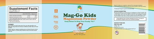 Mag-Go Kids Magnesium Powder | Constipation Relief (Unflavored) | 90 Servings per Tub