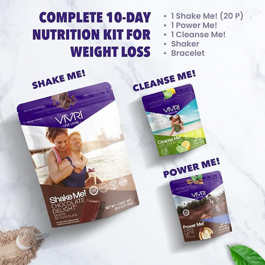 VIVRI 10-Day Challenge |Complete Nutrition System for Weight Loss, Full-Body Health & Energy | 20 Meals with Premium Triple Protein, Coffee Alternative & Gut Cleanse | With Shaker (Chocolate Delight)
