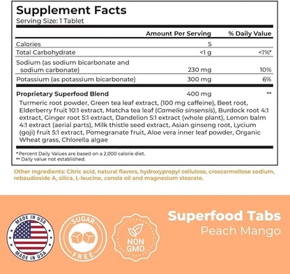– Anti-Bloat Cleanse Drink with 15 Superfoods | Supports Digestion, Energy & Cravings | Vegan, Non-GMO | 60 Effervescent Tabs – Peach Mango Flavor