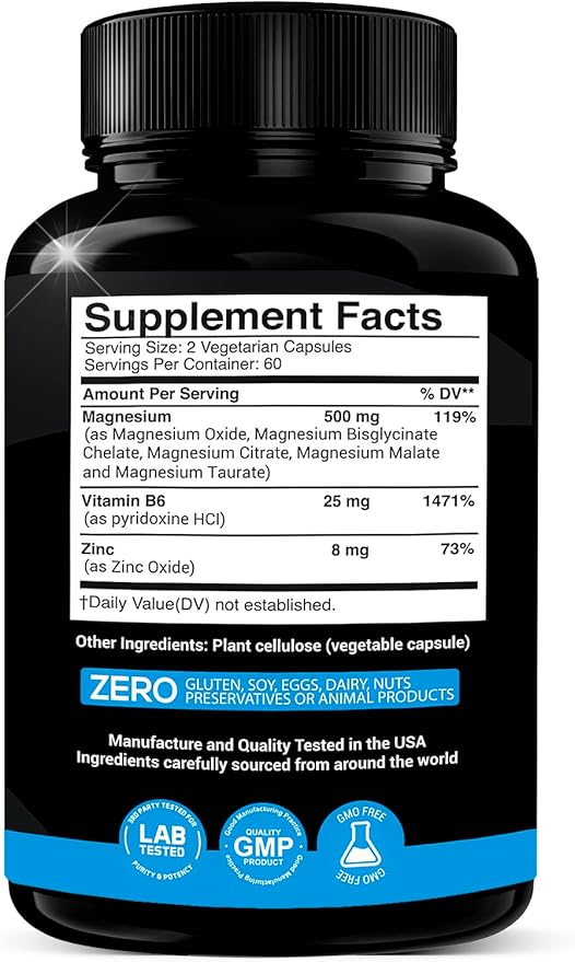 Magnesium Complex 500mg with Vitamin B6 5 in 1 with |120 Caps
