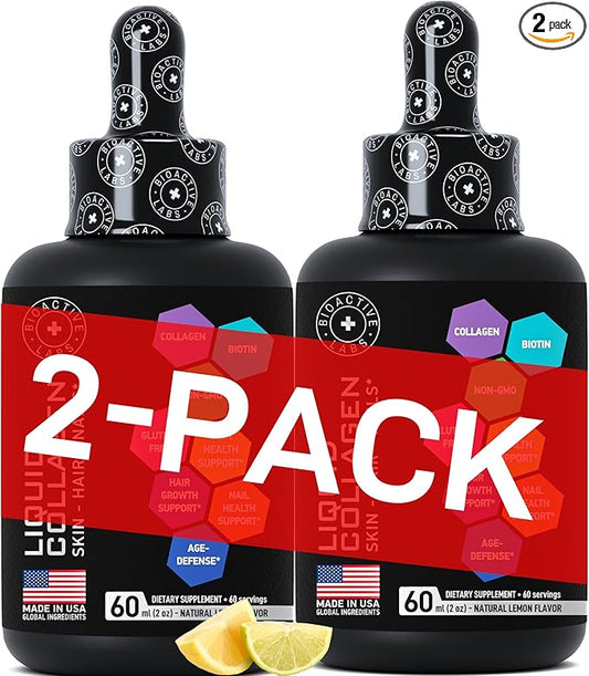 Hydrolyzed Liquid Collagen Peptides and Biotin 1 and 3 Biotin 2-Pack, 2x60ml 2x60ml