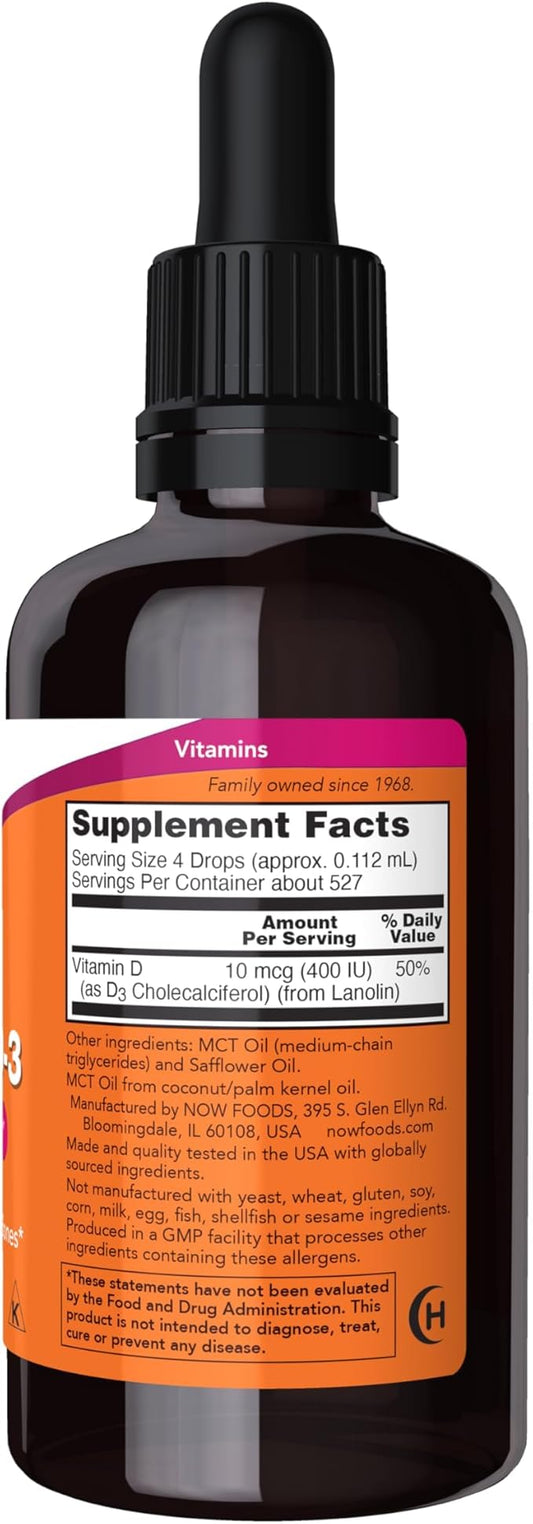 NOW Supplements, Liquid Vitamin D-3, Strong 2-Ounce