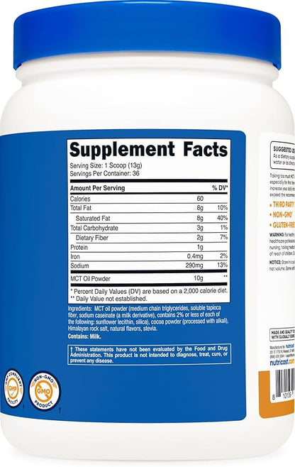 Nutricost Premium MCT Oil Powder (1 LB) (Salted Carmel) - Best for Keto, Ketosis, and Ketogenic Diets - Non-GMO and Gluten Free, Medium Chain Triglyceride