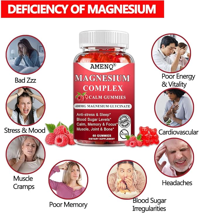 Organic Magnesium Glycinate 400mg Gummies,10-in-1 Magnesium D3 Plus 120-Ct