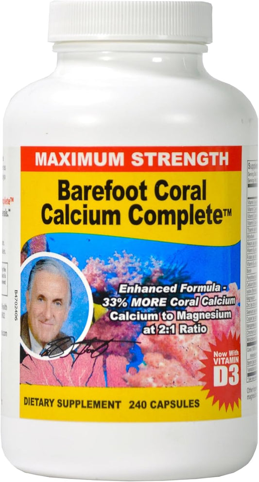 1500mg, 240 Capsules- Coral Calcium Supplement Developed by Bob Barefoot- Supports Overall Health & PH Levels- Contains Calcium, Magnesium, & Vitamins