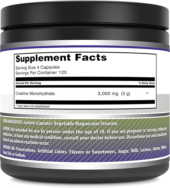 Amazing Formulas Creatine 3000Mg Per Serving 500 Capsules Supplement | Non-GMO | Gluten Free | Made in USA
