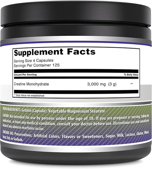 Amazing Formulas Creatine 3000Mg Per Serving 500 Capsules Supplement | Non-GMO | Gluten Free | Made in USA