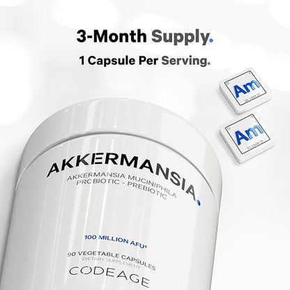 Codeage Akkermansia Muciniphila Probiotic Supplement 3-Month Supply 100 Million 90 Capsules