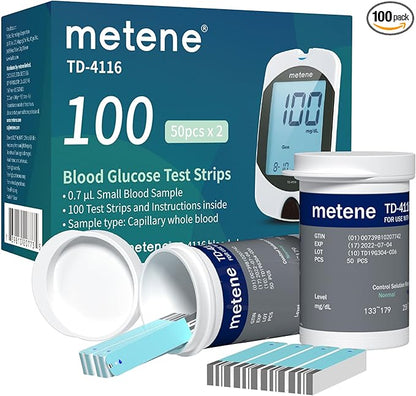 Metene TD-4116 Blood Glucose Test Strips, 100 Count TD-4116 Blood
