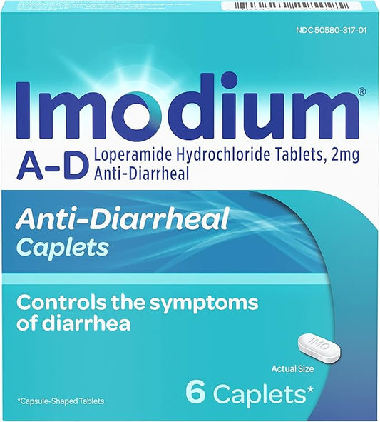 Imodium AD Diarrhea Relief Caplets -Loperamide (294314), Blue, 6 Count