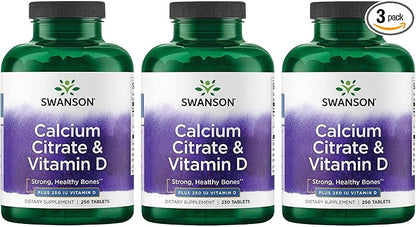 Swanson Calcium Citrate & Vitamin D3 250 Tabs 3 Pack