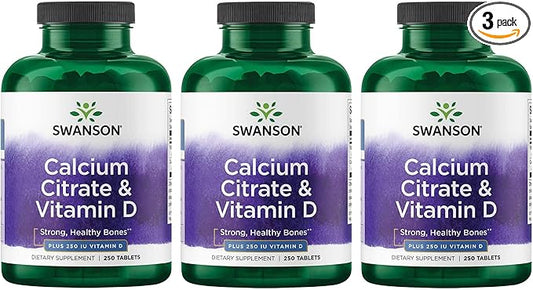 Swanson Calcium Citrate & Vitamin D3 250 Tabs 3 Pack