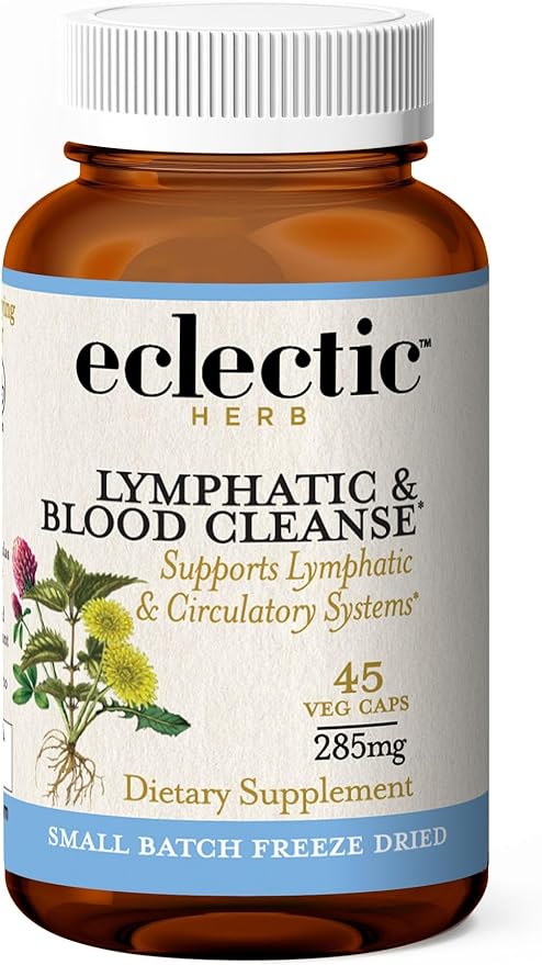 Eclectic Herb Lymphatic & Blood Cleanse | Freeze Dried Fresh, Whole Herbs, Naturally Concentrated | 45 Count
