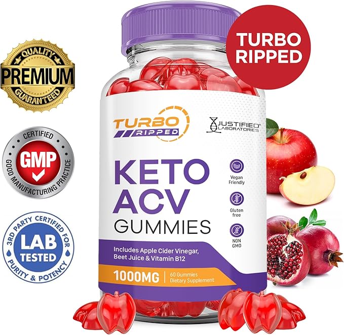 (2 Pack) Turbo Ripped Keto ACV 1000MG Turbo B12 Vegan 120 Gummys
