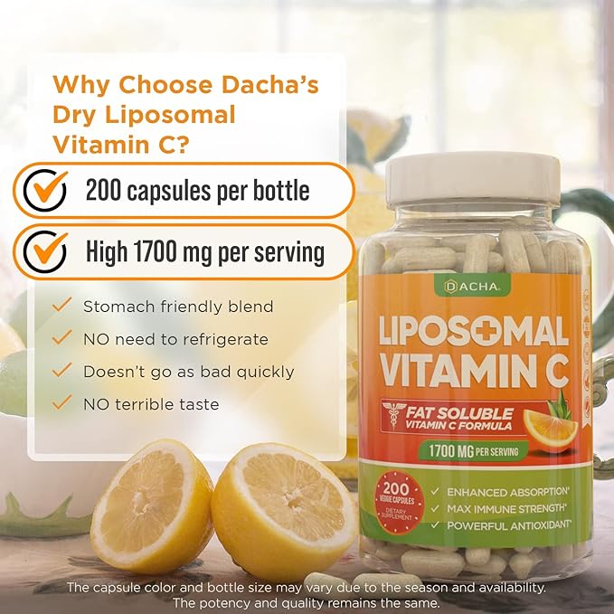 DACHA Natural Liposomal Vitamin C 1700mg, 200 200 Capsules,