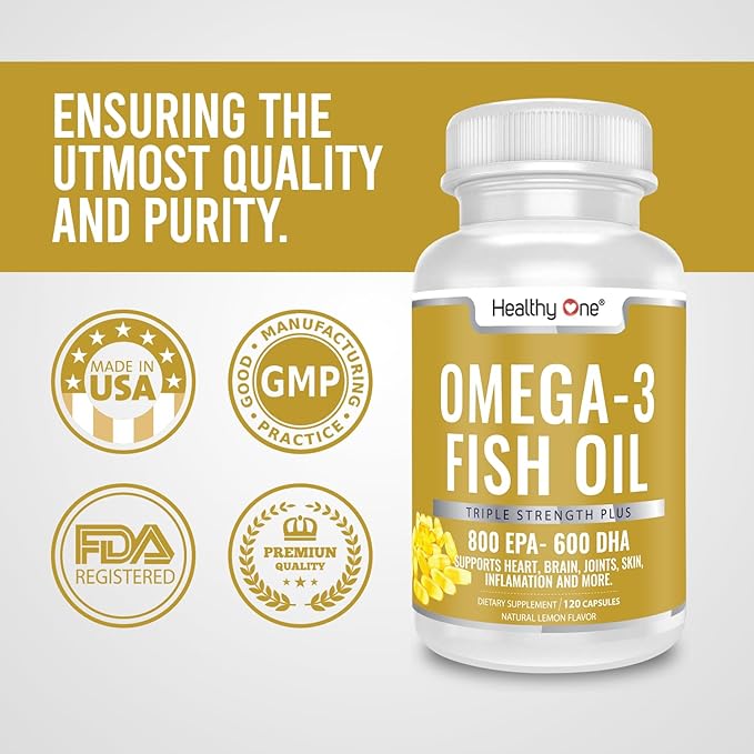 Triple Strength Omega 3 Fish Oil Supplement 1000mg Gel 400mg EPA, 300mg DHA, 100mg Other 3 Fatty 3 Capsules, 60 Gel