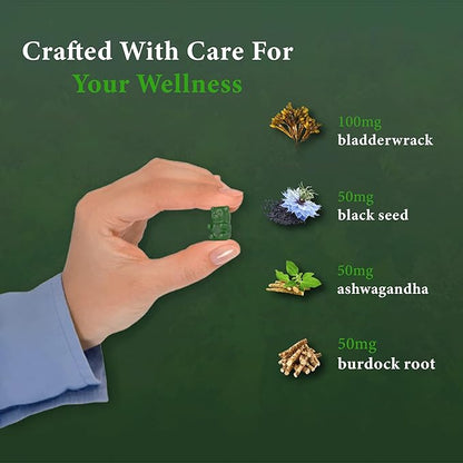 Sea Moss Gummies – Powerful 1500mg Serving | Infused with Bladderwrack, Burdock Root, Black Seed & Ashwagandha | Organic Sea Moss | Lemon Flavor - 60 Gummies