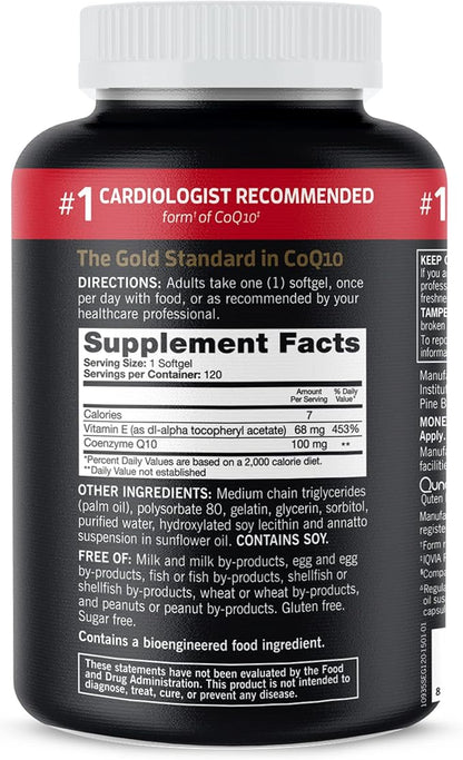 Qunol CoQ10 100mg Softgels, Ultra CoQ10 100mg, 3x 3x Better Q10 Vitamins 4 Month 120 Count
