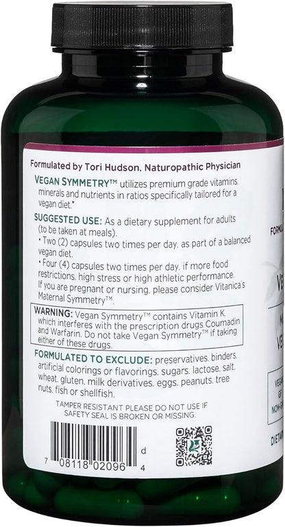 Vitanica Vegan Symmetry, Non-GMO Vegan Multivitamin 120 Capsules