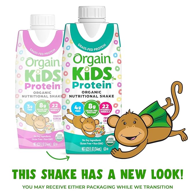 Orgain Organic Kids Nutritional Protein Shake, 8g Dairy 4g Fiber, 22 Vitamins 8.25 Fl 12)