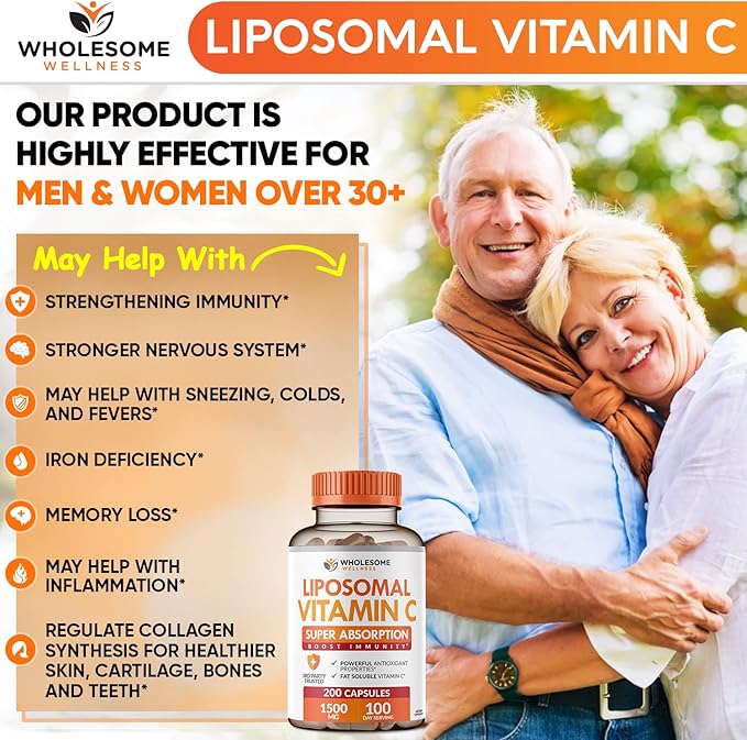 Liposomal Vitamin C Capsules (200 Pills 1500mg Buffered)