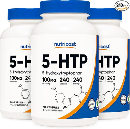 Nutricost 5-HTP 100mg, 240 Vegetarian Capsules (5-Hydroxytryptophan) (3 Bottles)