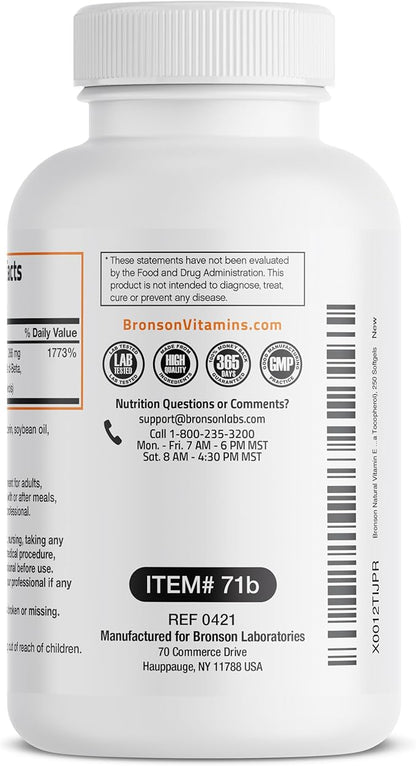 Bronson Natural Vitamin E Complex 400 250 Softgels