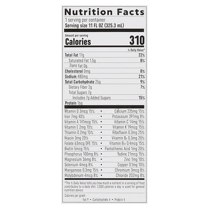 100% Plant-Based Meal Replacement Shake, Vegan, 16g Pea 26 Vitamins 11Fl Oz 12)