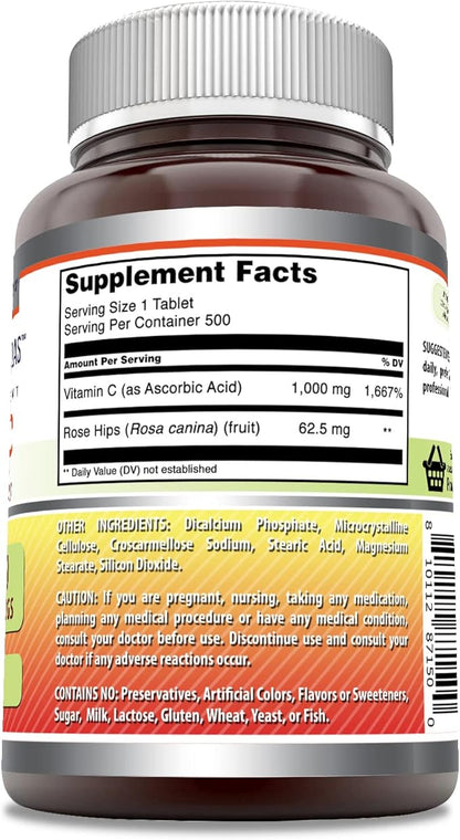 Amazing Formulas Vitamin C with Rose 1000 Mg (500 Count)