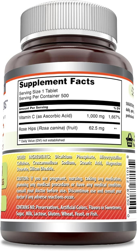 Amazing Formulas Vitamin C with Rose 1000 Mg (500 Count)