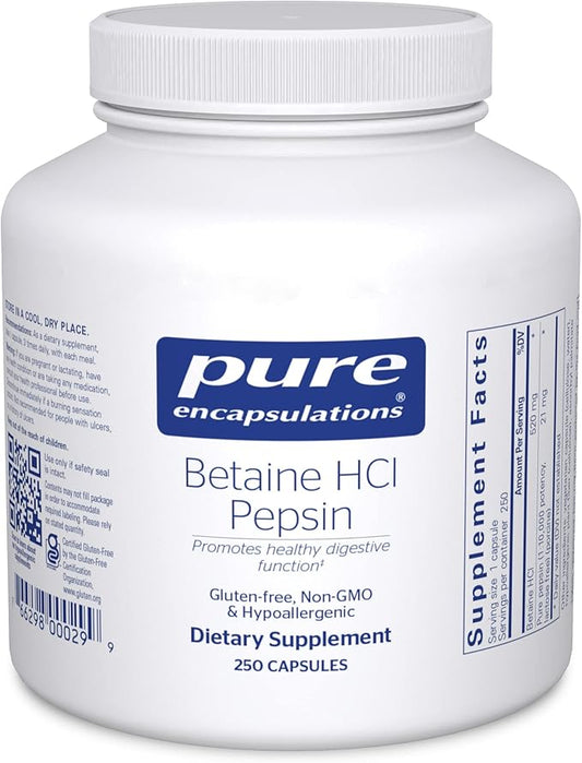 Pure Encapsulations Betaine HCl Pepsin 250 Capsules