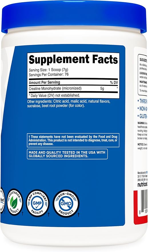 Nutricost Creatine Monohydrate Powder (Fruit Punch, 500 Gram)