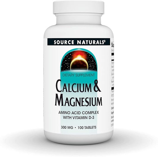 Source Naturals Calcium & Magnesium, Amino D-3, 300 300 MG 100 Tablets