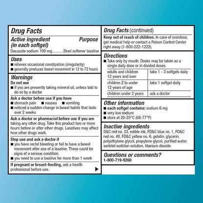 Amazon Basic Care Stool Softener Laxative, 100 mg, 100 Count 2)