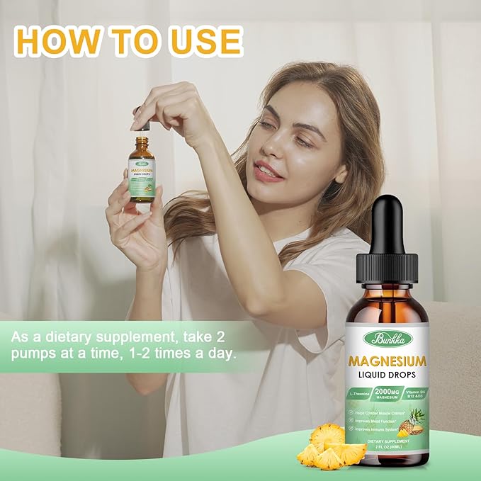 Magnesium Glycinate Supplement, Magnesium Liquid Drops 500mg Magnesium 30 Day