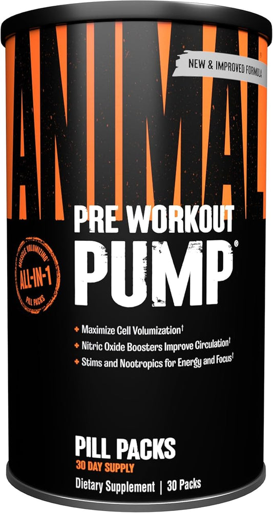 Universal Nutrition Animal Pump Pre-Workout, Nitric Oxide, Creatine, Energy Supplement,30 PACKS