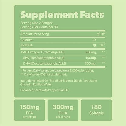 Vegan Omega 3 Supplement 180 Softgels