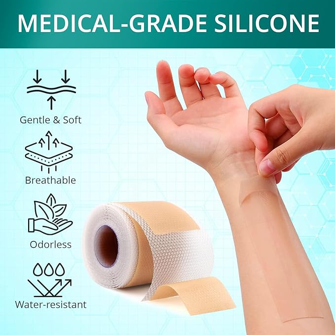 Silicone Scar Sheets,Silicone Scar Tape(1.6"x 60" Roll-1.5M), Reusable