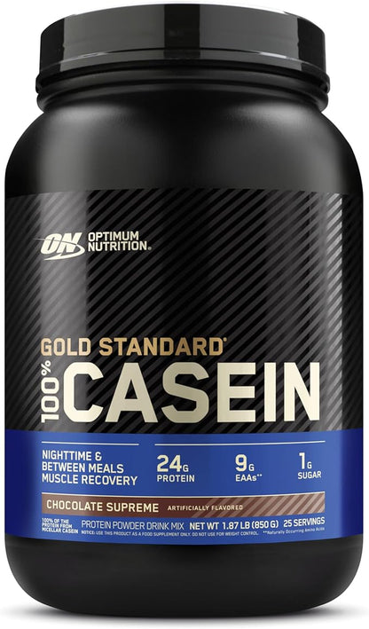 Optimum Nutrition Gold Standard 100% Micellar Casein Protein Powder, Slow Digesting, Helps Keep You Full, Overnight Muscle Recovery, Chocolate Supreme, 2 Pound (Packaging May Vary)