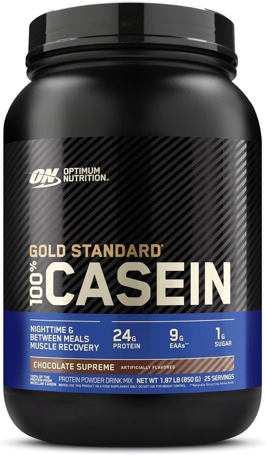 Optimum Nutrition Gold Standard 100% Micellar Casein Protein Powder, Slow Digesting, Helps Keep You Full, Overnight Muscle Recovery, Chocolate Supreme, 2 Pound (Packaging May Vary)