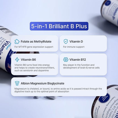 Vitamin B Complex 60 Capsules B6 20mg 20mg D3 D3 1000IU 1000IU Magnesium 260mg Methyl B12 1000mcg 1000mcg and 600mcg DFE.