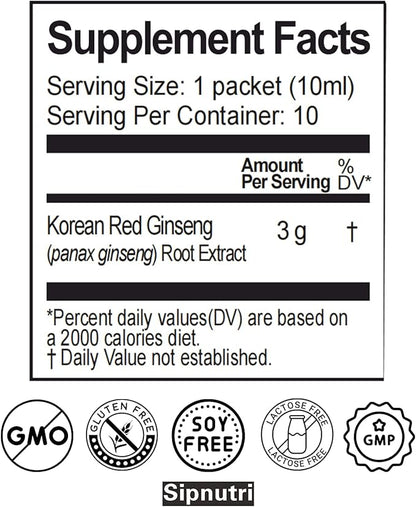Korean Red Panax Ginseng Extract Liquid 3000 mg, 6 Years 10 ml 10 Packets