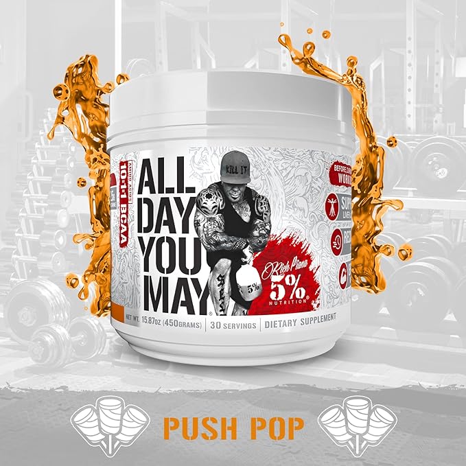 5% Nutrition Rich Piana AllDayYouMay BCAA Powder 15.87 oz, 30 Servings